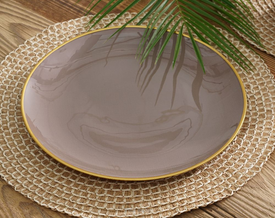 Talerz do ciasta szklany 28 cm FIBER Beige