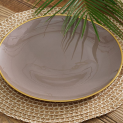 Talerz do ciasta szklany 28 cm FIBER Beige