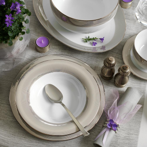 Serwis obiadowo kawowy porcelanowy na 6 osób VALENTINO