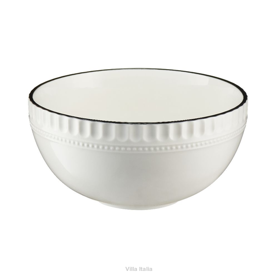 elegancka miseczka śniadaniowa porcelanowa biała z czarną obwódką do jadalni Villa Italia