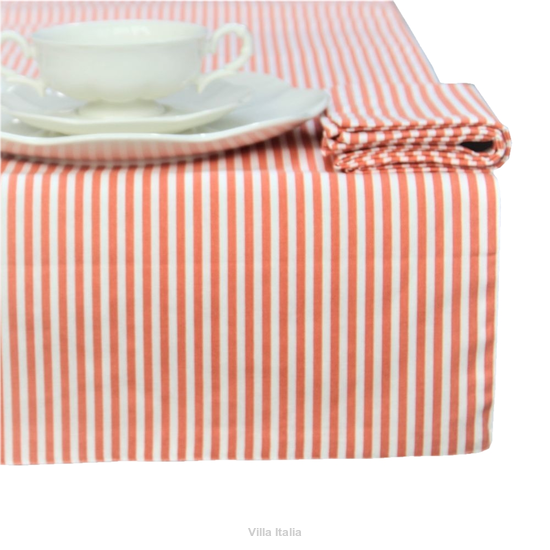 Bieżnik dwustronny w paski i prążki 45x145 cm pomarańczowy LINEA