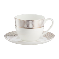 Filiżanka porcelanowa do kawy herbaty 250 ml ze spodkiem GLAMOUR