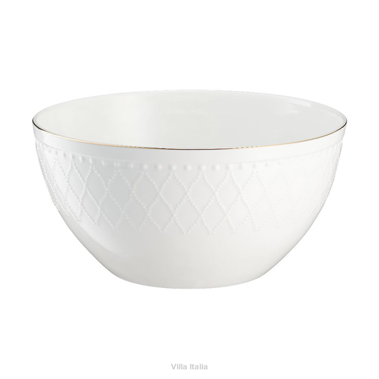 stylowa salaterka porcelanowa biały ze złotym wykończeniem