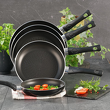 aluminiowe patelnie na indukcję, z bakelitowymi uchwytami