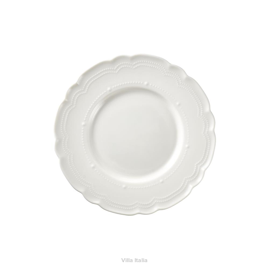 Talerz deserowy biały z wypukłym wzorem
