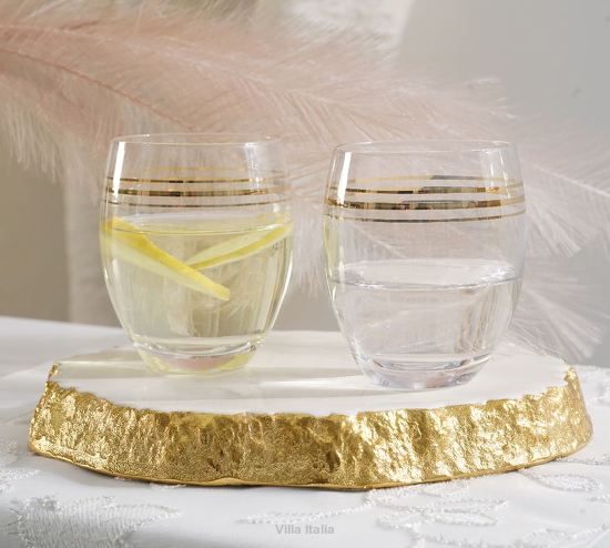 Komplet eleganckich szklanek do drinków ze złotem