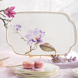 komplet do ciasta porcelanowy ręcznie malowany złotem w kwiaty na prezent
