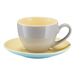 Filiżanka ze spodkiem porcelanowa 220 ml BORNEO yellow-grey-blue
