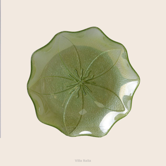 Talerz deserowy szklany zielonu 21 cm FIORE 