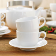 filiżanki ze spodkami, z białej porcelany
