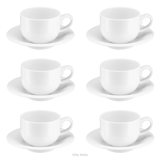 zestaw białych filiżanek ze spodkami