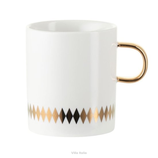 Kubek porcelanowy ze złotym uchem