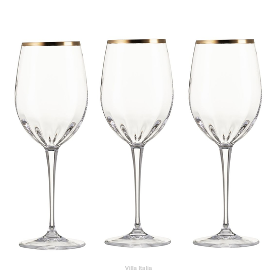Komplet kieliszków do czerwonego wina ze złotym paskiem