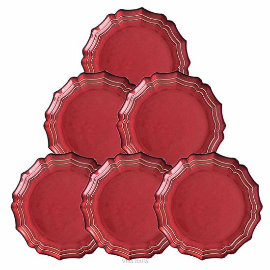 Komplet talerzyków deserowych czerwonych 21 cm 6 sztuk ALICE