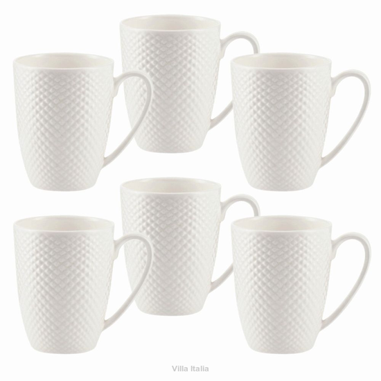 Zestaw kubków porcelanowych 350 ml 6 sztuk BARI WHITE