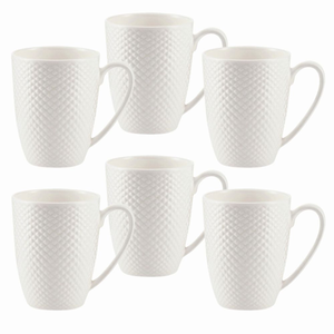 Zestaw kubków porcelanowych 350 ml 6 sztuk BARI WHITE