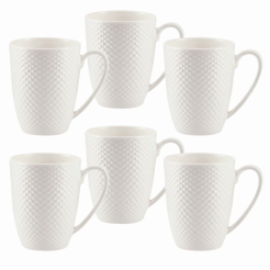 Zestaw kubków porcelanowych 350 ml 6 sztuk BARI WHITE