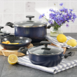 Garnek niski z pokrywką 20 cm ceramiczny LADY BLUE 5
