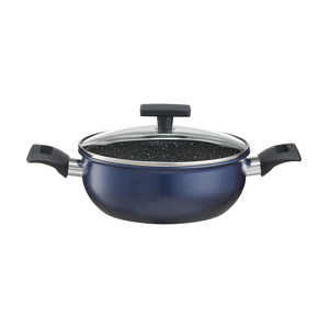Garnek niski z pokrywką 20 cm ceramiczny LADY BLUE