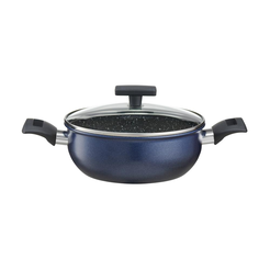 Garnek niski z pokrywką 20 cm ceramiczny LADY BLUE