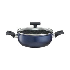 Garnek niski z pokrywką 20 cm ceramiczny LADY BLUE