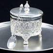 Cukiernica z łyżeczką posrebrzana wysokość 11 cm SILBER 1