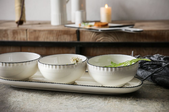 Serwis obiadowy porcelanowy na 12 osób z miseczkami PILLAR