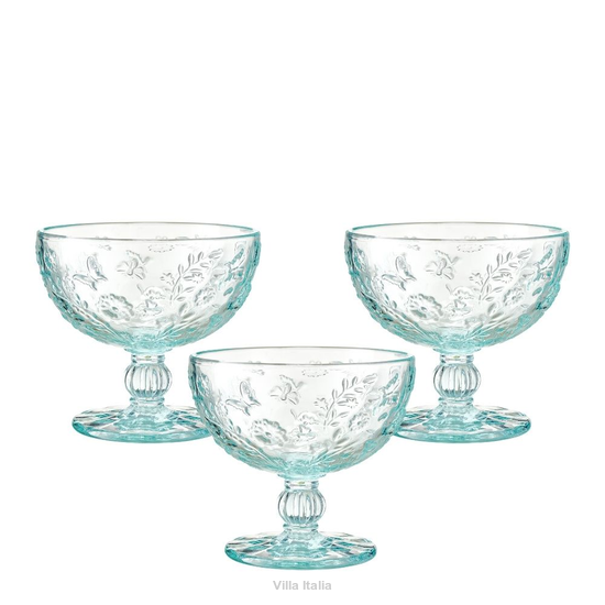 Turkusowe pucharki do lodów z grubego szkła