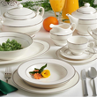 Serwis obiadowy i kawowy porcelanowy z platyną