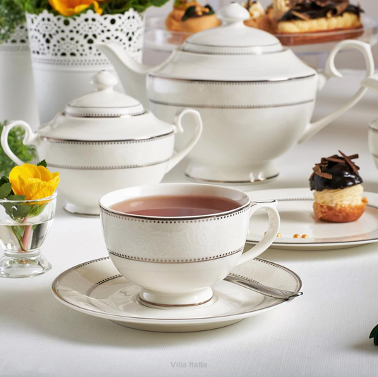 Serwis kawowy porcelanowy z platyną