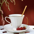 Filiżanka do herbaty porcelanowa 180 ml ze spodkiem CLARA Gold Ivory Filiżanka do herbaty porcelanowa 180 ml ze spodkiem CLARA Gold Ivory 2