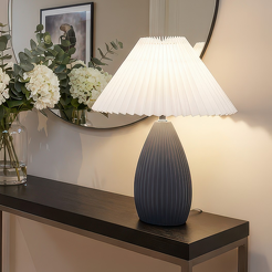 Lampa stołowa z szarą porcelanową podstawą 42 cm PLAZZA