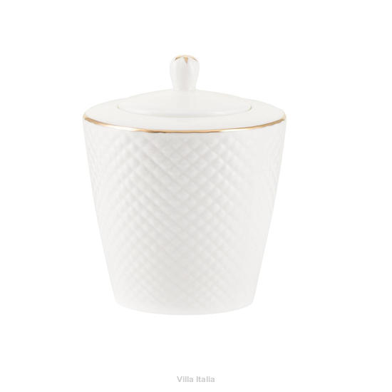 cukiernica z eleganckiej porcelany kostnej zdobiona złotem