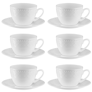 Zestaw filiżanek do kawy porcelanowych 250 ml 6 sztuk ROMA white