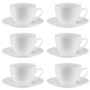 Zestaw filiżanek do kawy porcelanowych 250 ml 6 sztuk ROMA white