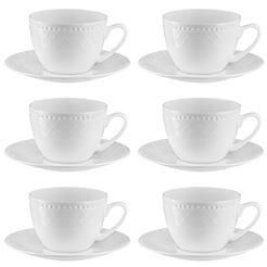 Zestaw filiżanek do kawy porcelanowych 250 ml 6 sztuk ROMA white
