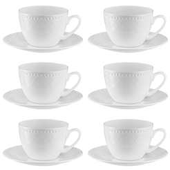 Zestaw filiżanek do kawy porcelanowych 250 ml 6 sztuk ROMA white