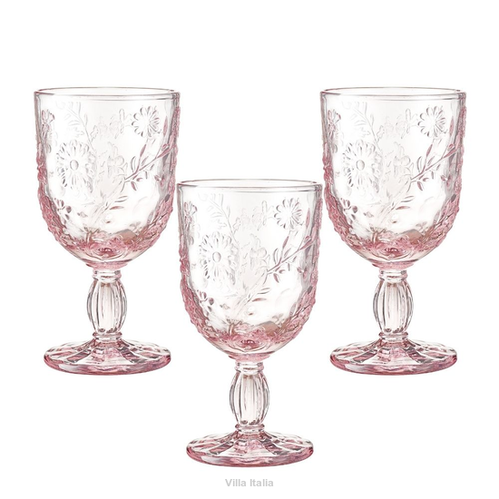 Kieliszki z grubego szkła barwionego, z tłoczonym wzorem