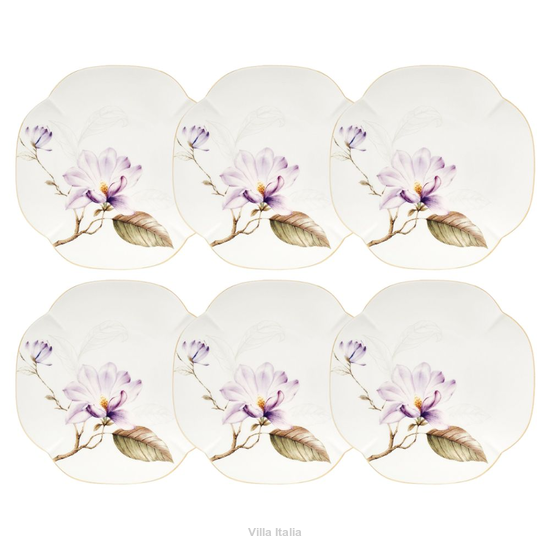 ekskluzywne talerzyki do ciasta z kwiatowym wzorem porcelanowe