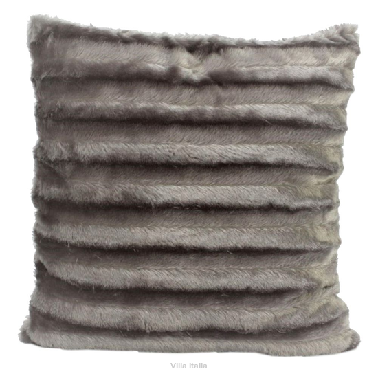 Poduszka dekoracyjna 45x45 cm szara z futerka