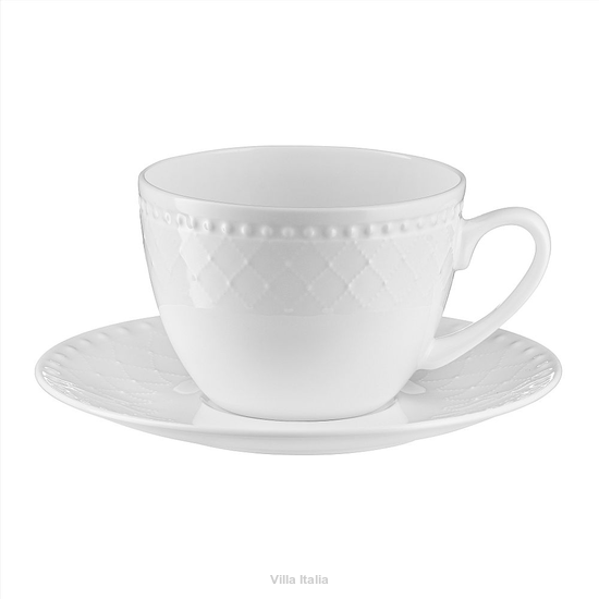 Filiżanka do kawy porcelanowa 250 ml ze spodkiem ROMA white