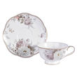 filiżanka ze spodkiem do herbaty porcelanowa w kwiatki 
