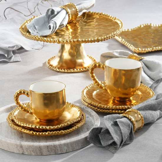 Elegancki złoty zestaw kawowy porcelanowy dla 6 osób