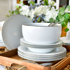 Serwis obiadowy na 12 osób porcelanowy PLUS PLATIN