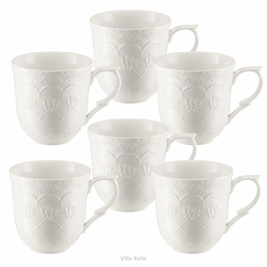 nowoczesny komplet kubków porcelanowych 6 sztuk do napojów