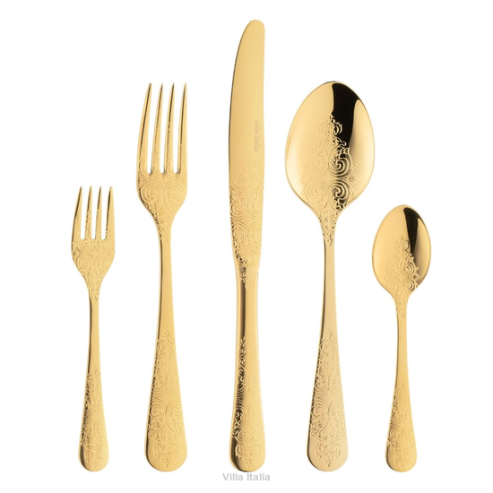 zestaw złotych sztućców na 12 osób