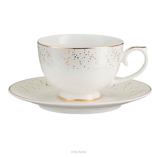 Filiżanka do kawy herbaty 250 ml porcelanowa ze złotym wzorem