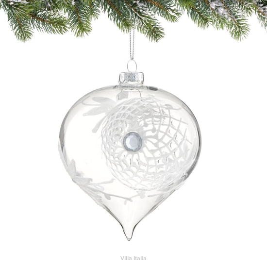 Bombka szklana przezroczysta REFLEKTOR 11 cm bombka szklana dekorowana ręcznie, z reflektorem