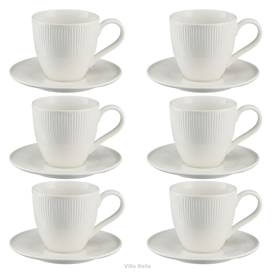 Nowoczesny zestaw filiżanek z białej porcelany do kawy