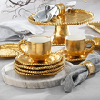 Elegancka kolekcja złotej porcelany do stylowej jadalni